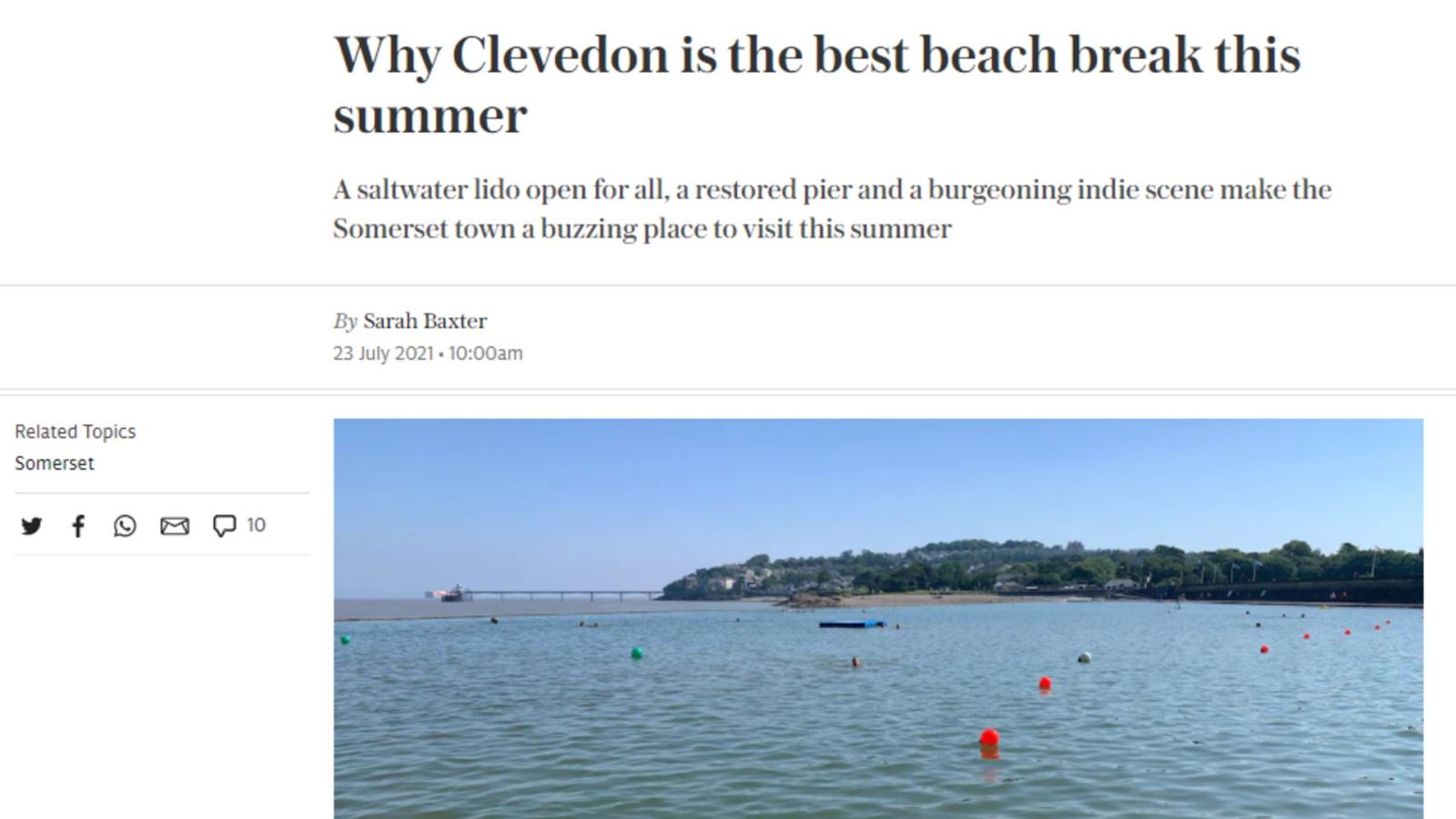 Coverage of Clevedon in The Telegraph